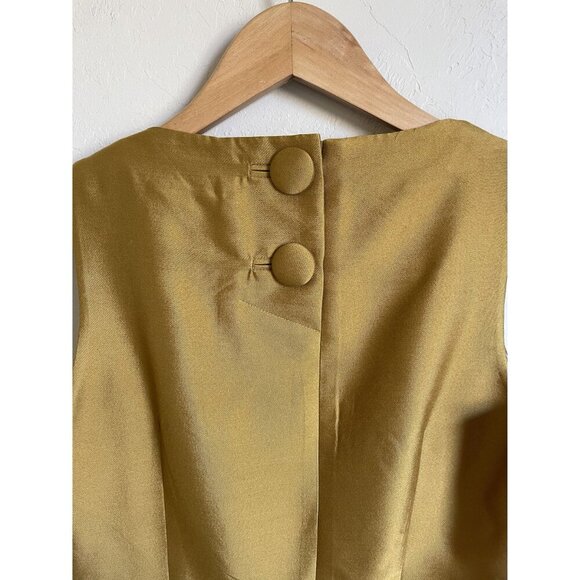 ANTHROPOLOGIE Maeve Chardonnay Sheen Dress 8 Cutout Silk Wool Blend Sleeveless Y - Picture 7 of 12